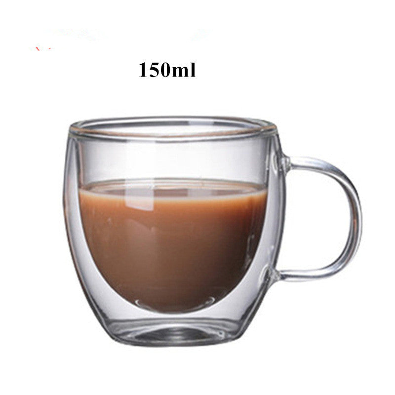 Pair of Heat-Resistant Glass Coffee Mugs | Transparent Cups