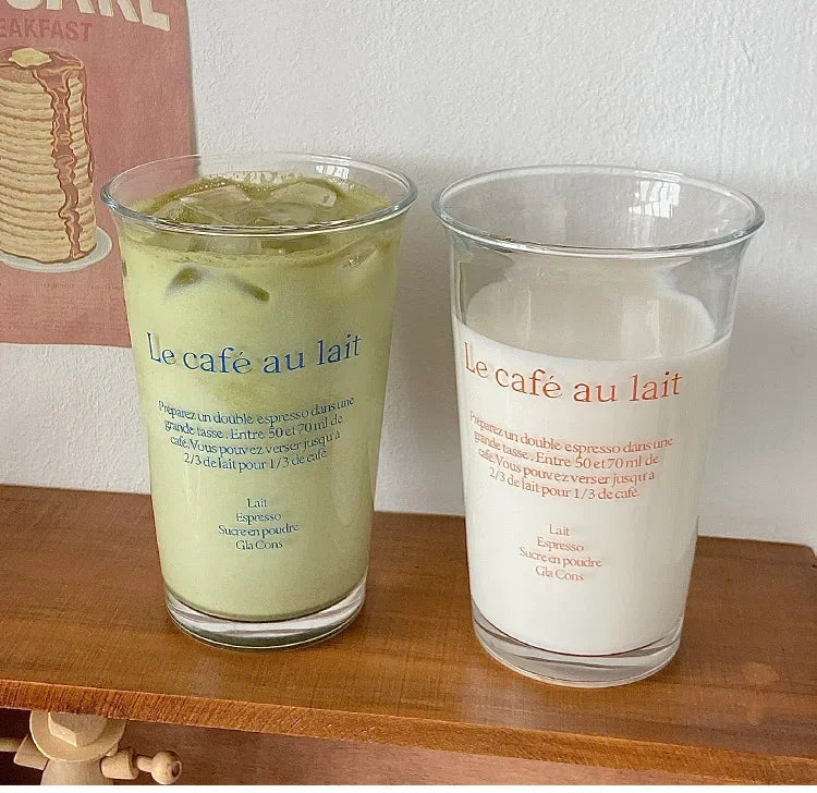 Clear 350ml Glass Coffee Mug | Aesthetic Latte & Iced Coffee Cup
