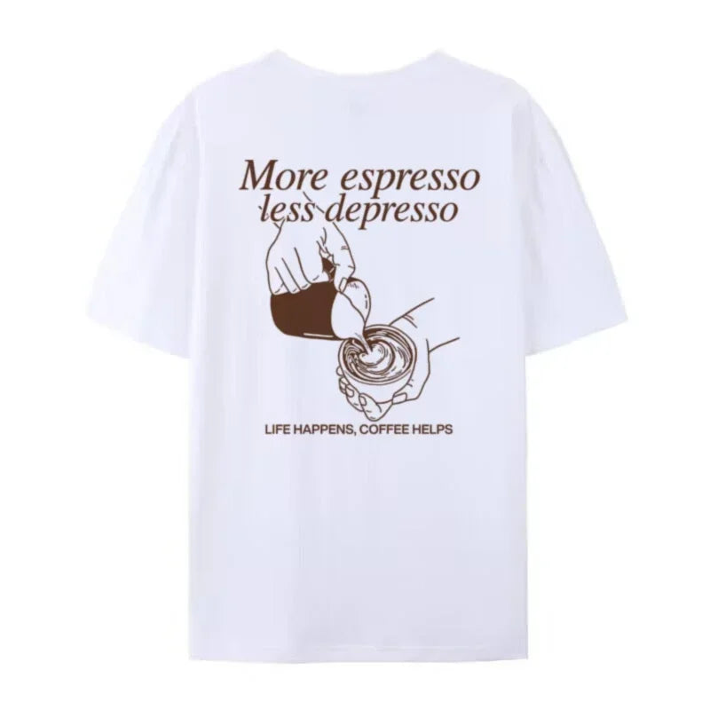 More Espresso Funny Coffee T-Shirts Cute Barista Graphic Tee Loose Fashion Streetwear Top Women Men Retro Caffeine Lover T Shirt