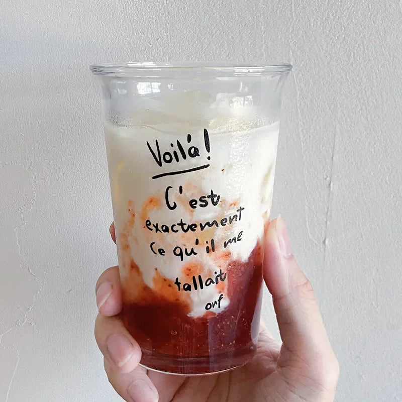 Clear 350ml Glass Coffee Mug | Aesthetic Latte & Iced Coffee Cup