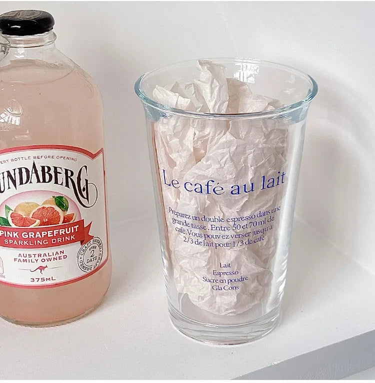 Clear 350ml Glass Coffee Mug | Aesthetic Latte & Iced Coffee Cup