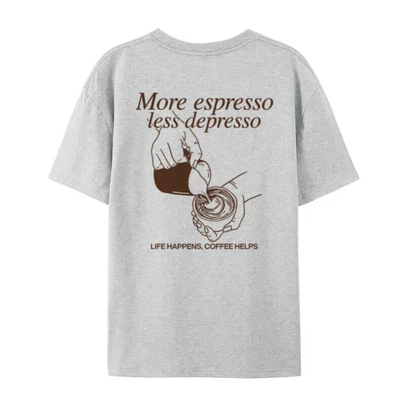 More Espresso Funny Coffee T-Shirts Cute Barista Graphic Tee Loose Fashion Streetwear Top Women Men Retro Caffeine Lover T Shirt