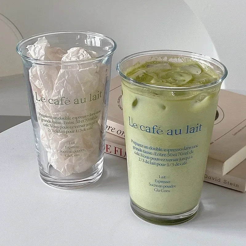 Clear 350ml Glass Coffee Mug | Aesthetic Latte & Iced Coffee Cup