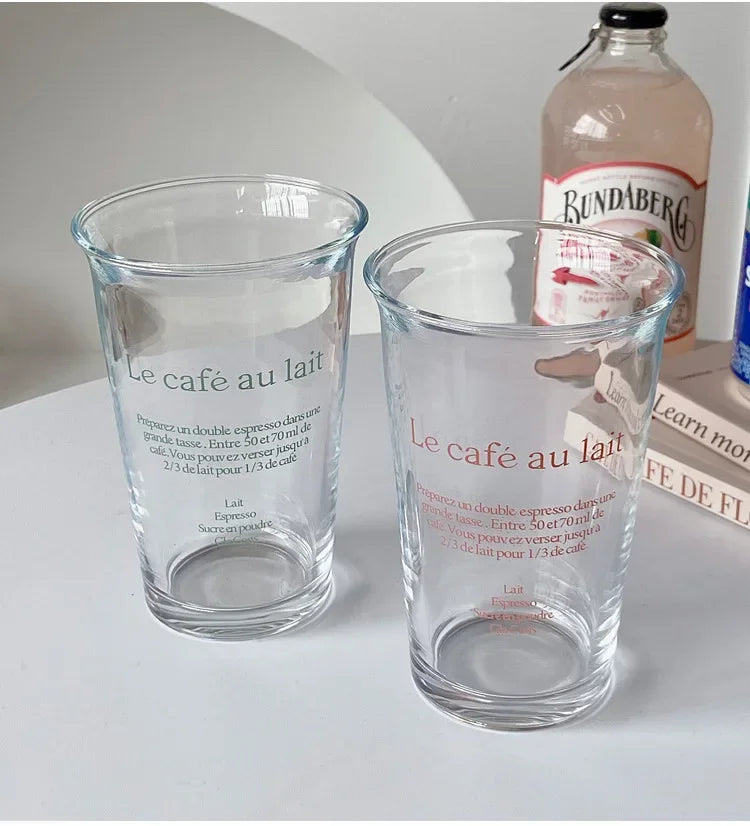 Clear 350ml Glass Coffee Mug | Aesthetic Latte & Iced Coffee Cup