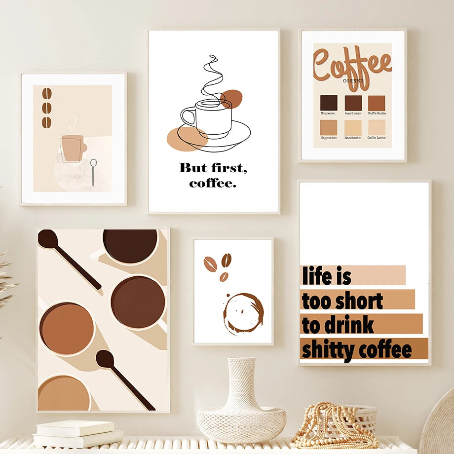 Minimalist Coffee Wall Art | Café Aesthetic Poster for Coffee Lovers