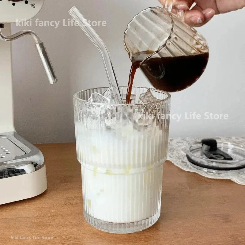 Glass Coffee Cup with Lid & Straw | Aesthetic Tumbler