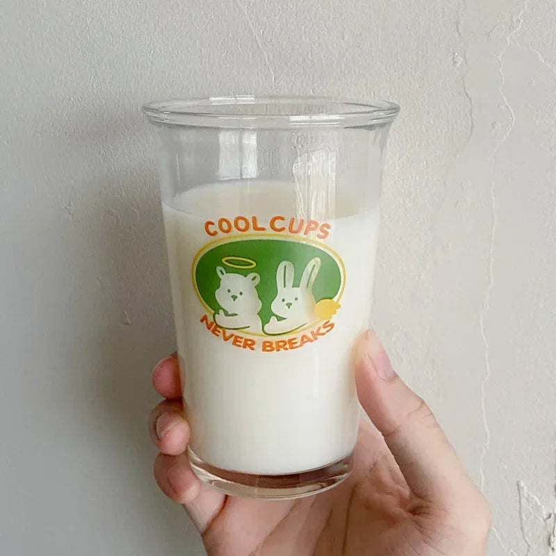 Clear 350ml Glass Coffee Mug | Aesthetic Latte & Iced Coffee Cup