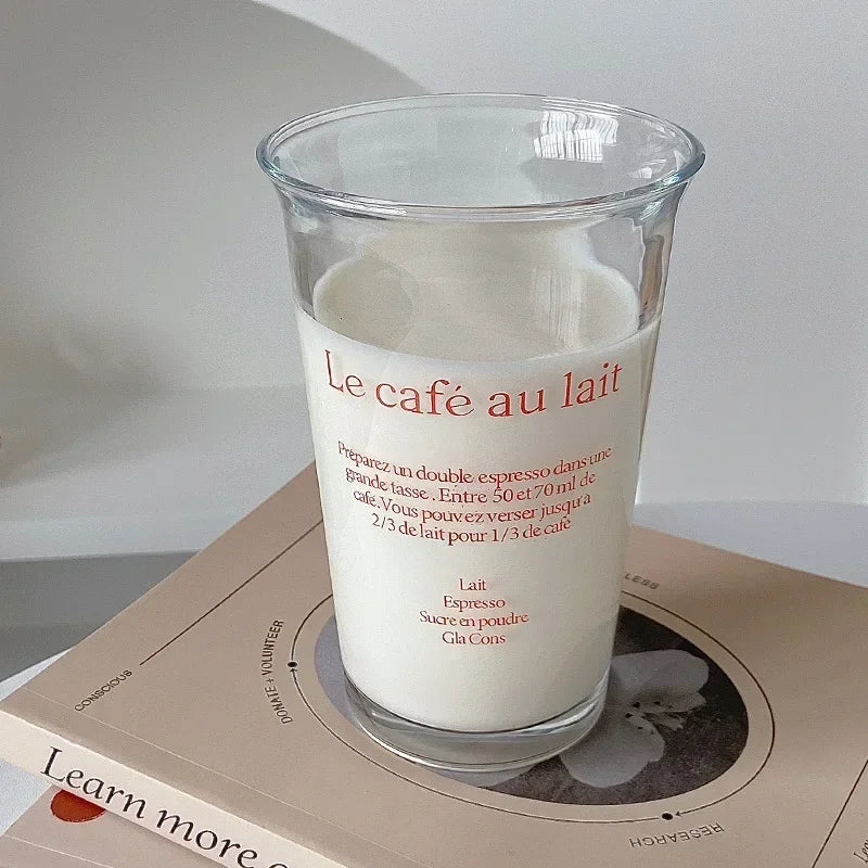 Clear 350ml Glass Coffee Mug | Aesthetic Latte & Iced Coffee Cup