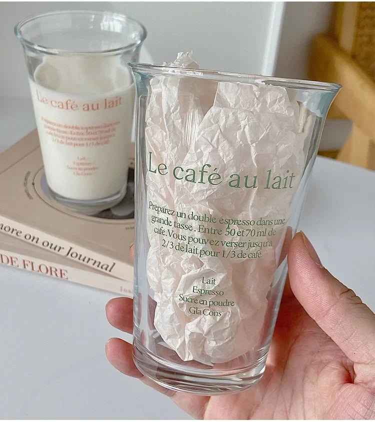 Clear 350ml Glass Coffee Mug | Aesthetic Latte & Iced Coffee Cup