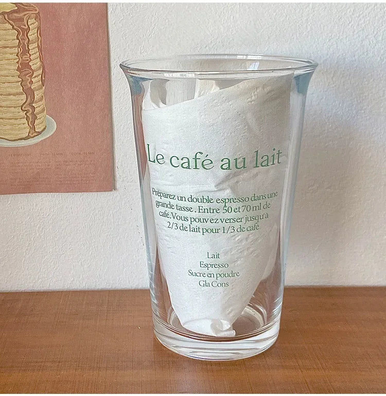 Clear 350ml Glass Coffee Mug | Aesthetic Latte & Iced Coffee Cup