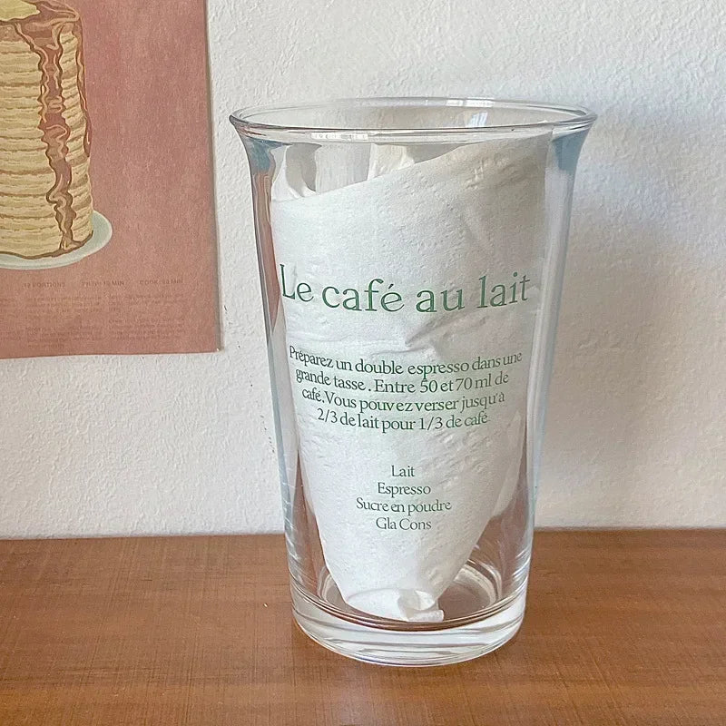 Clear 350ml Glass Coffee Mug | Aesthetic Latte & Iced Coffee Cup