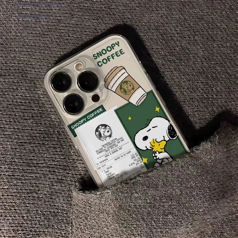 Snoopy Coffee Clear Phone Case | Cute TPU Cover for Coffee Lovers