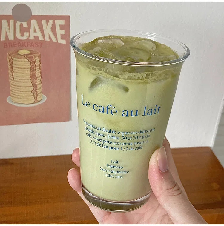 Clear 350ml Glass Coffee Mug | Aesthetic Latte & Iced Coffee Cup