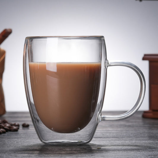 Pair of Heat-Resistant Glass Coffee Mugs | Transparent Cups