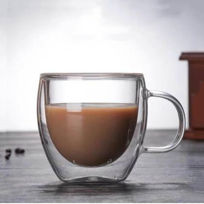 Pair of Heat-Resistant Glass Coffee Mugs | Transparent Cups