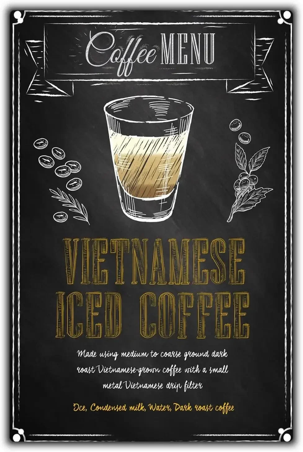 Coffee Menu Tin Sign | Retro “Know Your Coffee” Wall Art
