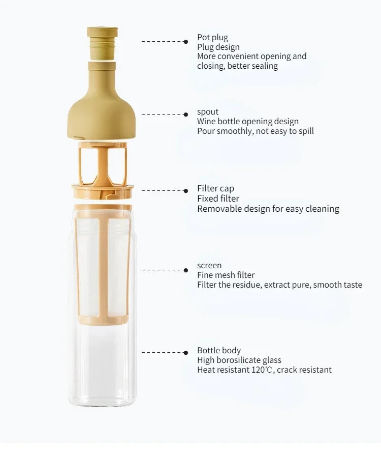 Cold Brew Coffee Pot 400ml | Glass Percolator for Smooth Iced Coffee