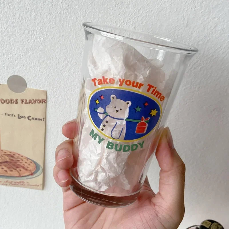 Clear 350ml Glass Coffee Mug | Aesthetic Latte & Iced Coffee Cup