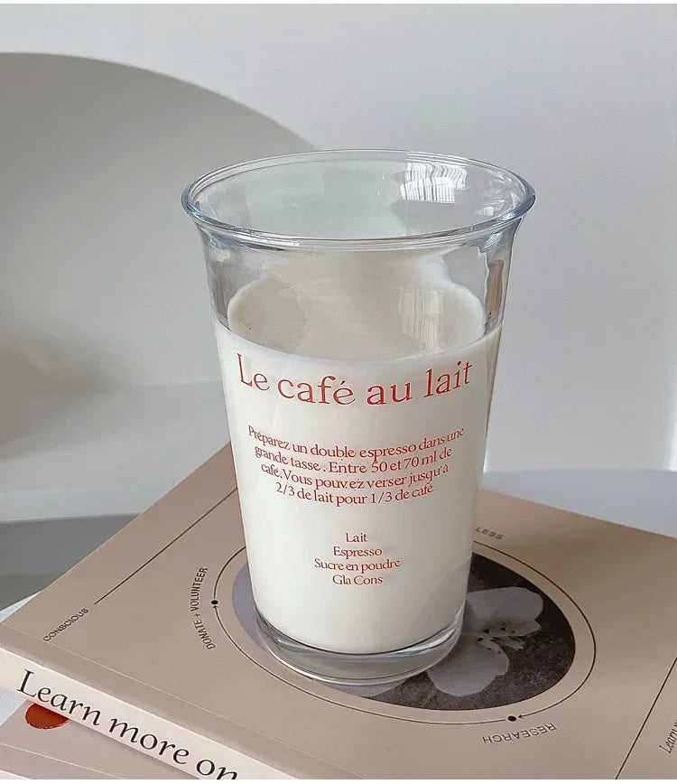 Clear 350ml Glass Coffee Mug | Aesthetic Latte & Iced Coffee Cup