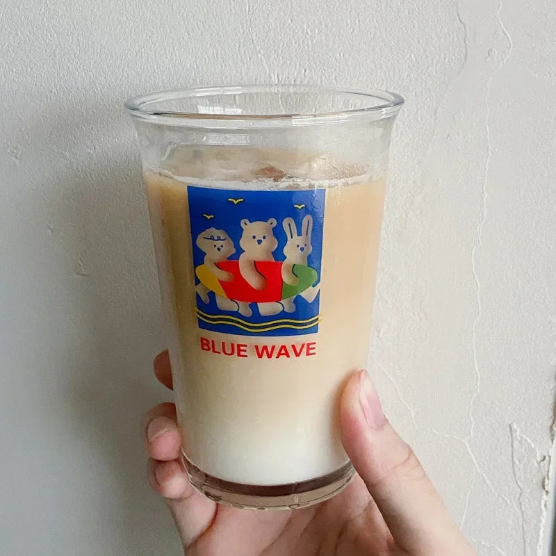 Clear 350ml Glass Coffee Mug | Aesthetic Latte & Iced Coffee Cup