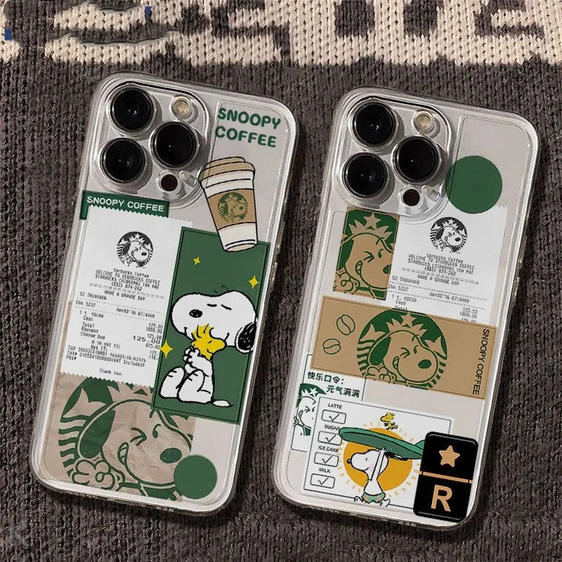 Snoopy Coffee Clear Phone Case | Cute TPU Cover for Coffee Lovers