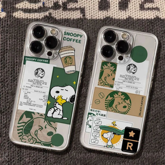 Snoopy Coffee Clear Phone Case | Cute TPU Cover for Coffee Lovers
