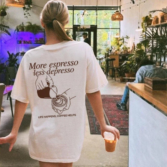 More Espresso Funny Coffee T-Shirts Cute Barista Graphic Tee Loose Fashion Streetwear Top Women Men Retro Caffeine Lover T Shirt