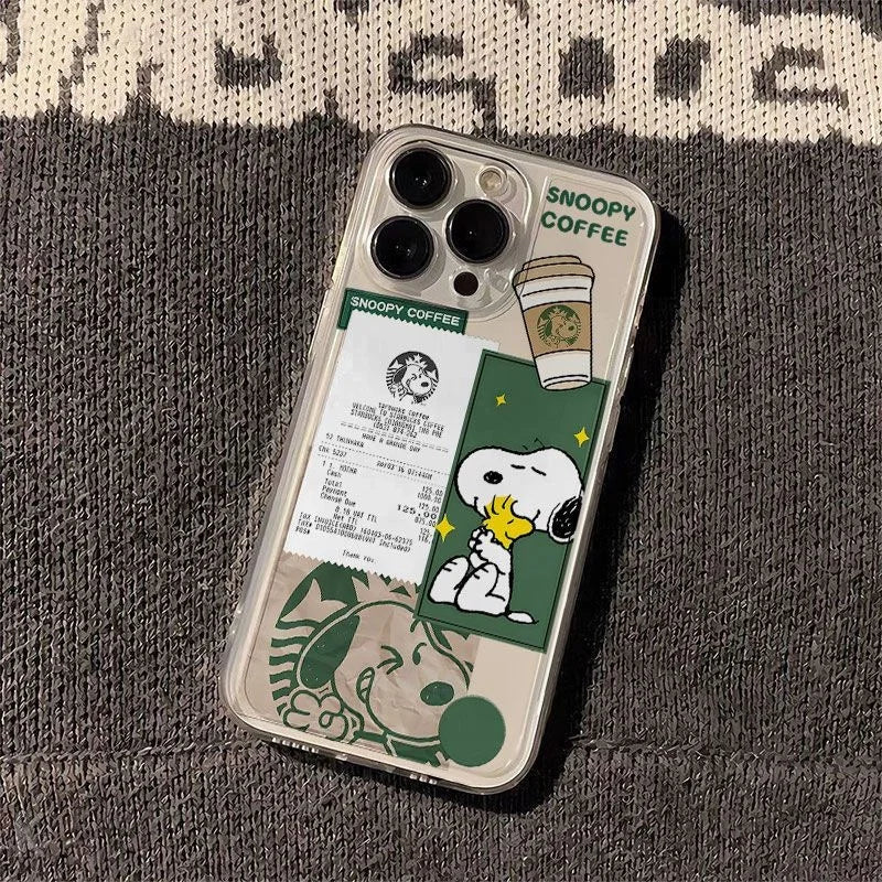 Snoopy Coffee Clear Phone Case | Cute TPU Cover for Coffee Lovers