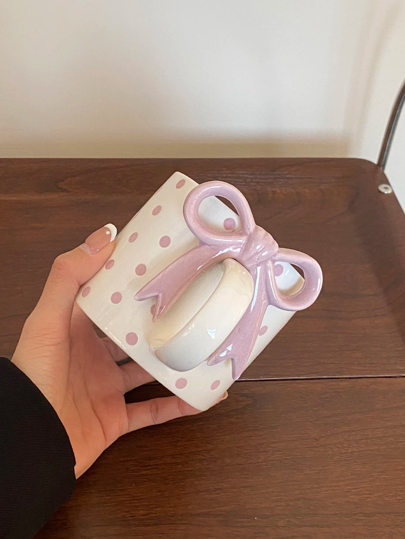 Heart Ceramic Mug with Bow Handle | Cute Aesthetic Coffee Cup