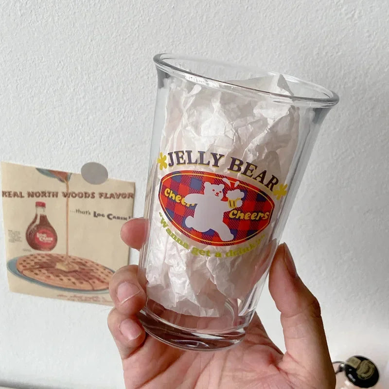 Clear 350ml Glass Coffee Mug | Aesthetic Latte & Iced Coffee Cup