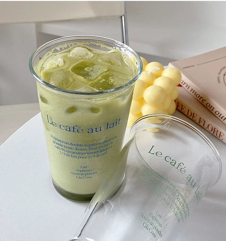 Clear 350ml Glass Coffee Mug | Aesthetic Latte & Iced Coffee Cup