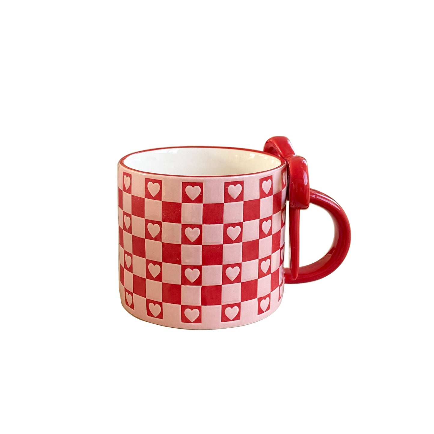 Heart Ceramic Mug with Bow Handle | Cute Aesthetic Coffee Cup