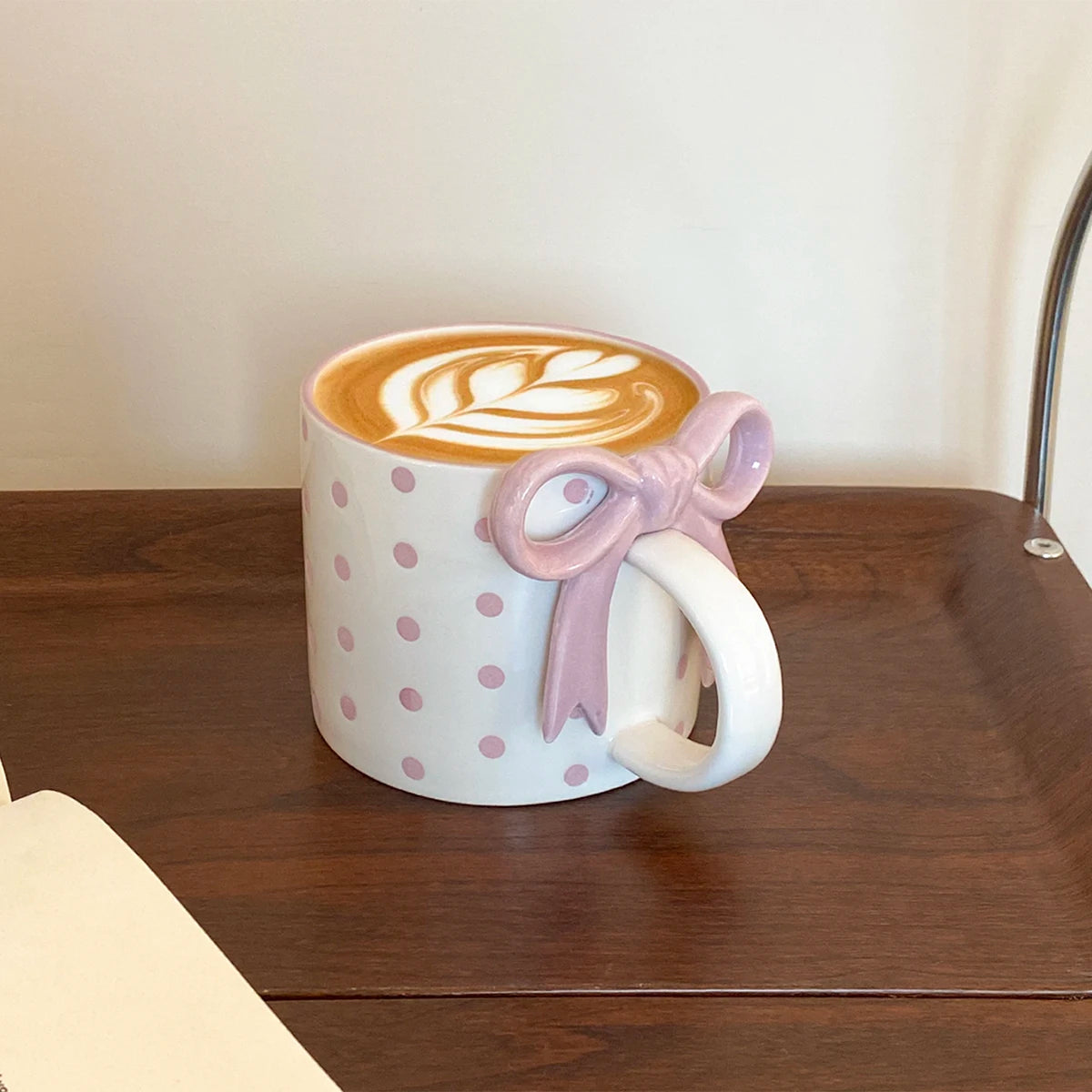 Heart Ceramic Mug with Bow Handle | Cute Aesthetic Coffee Cup