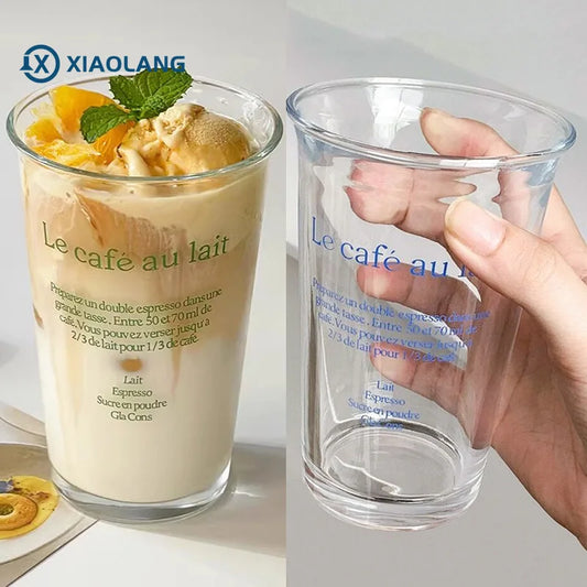 Clear 350ml Glass Coffee Mug | Aesthetic Latte & Iced Coffee Cup