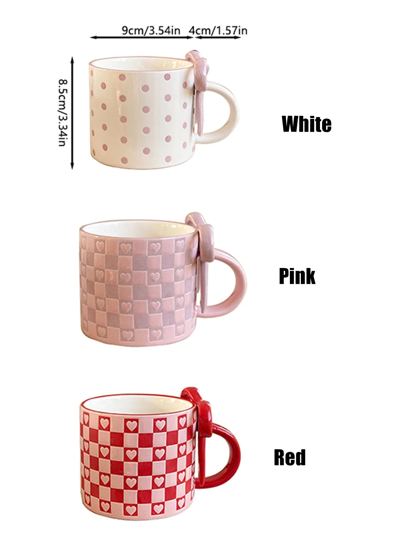 Heart Ceramic Mug with Bow Handle | Cute Aesthetic Coffee Cup