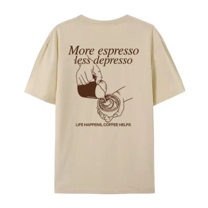 More Espresso Funny Coffee T-Shirts Cute Barista Graphic Tee Loose Fashion Streetwear Top Women Men Retro Caffeine Lover T Shirt
