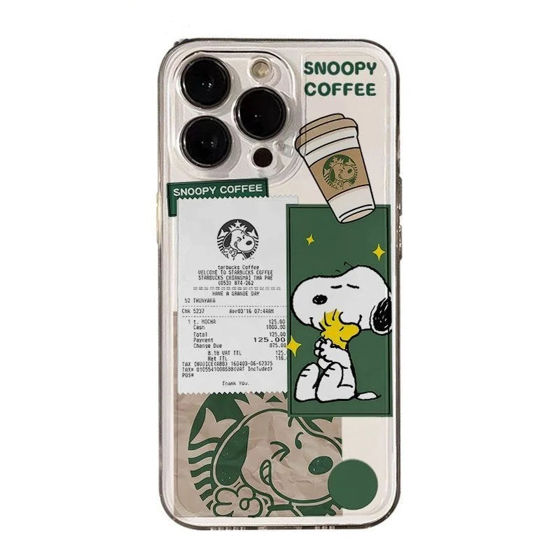 Snoopy Coffee Clear Phone Case | Cute TPU Cover for Coffee Lovers