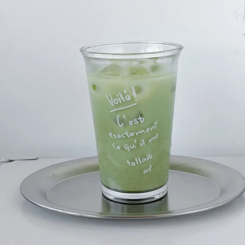 Clear 350ml Glass Coffee Mug | Aesthetic Latte & Iced Coffee Cup