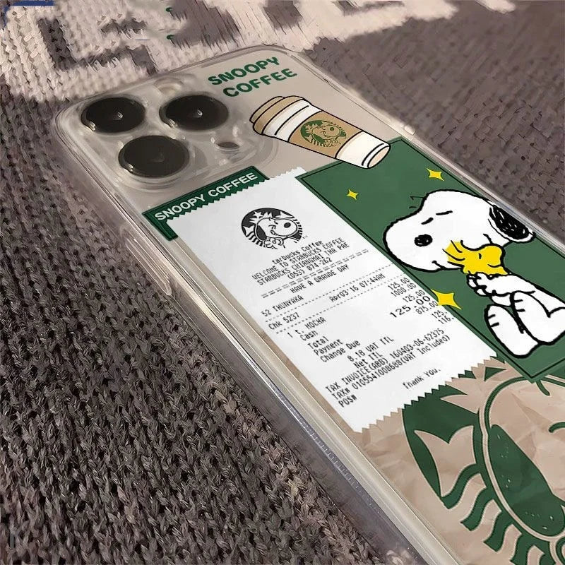Snoopy Coffee Clear Phone Case | Cute TPU Cover for Coffee Lovers