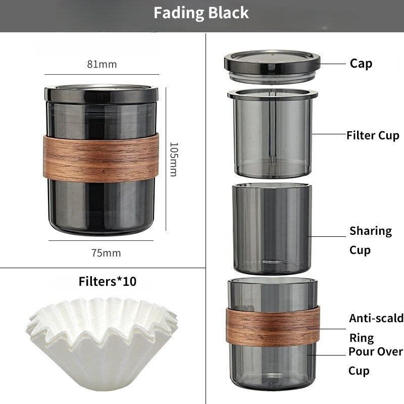 Portable 3-in-1 Pour Over Coffee Maker | Travel Nesting Design with Stainless Filter