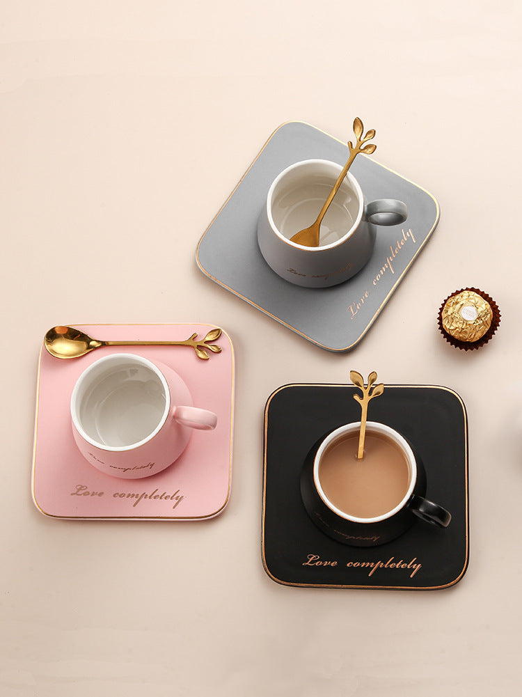 Porcelain Coffee Cup & Saucer Set | Modern 210ml Cappuccino Mug